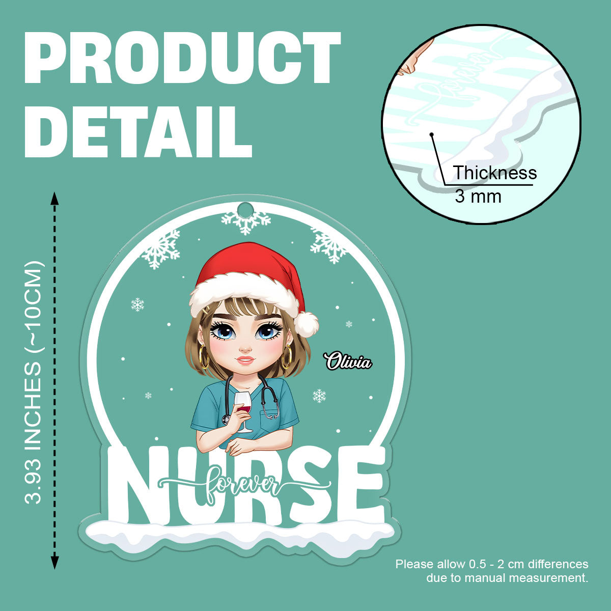 Snow Globe Nurse - Personalized Nurse Acrylic Ornament