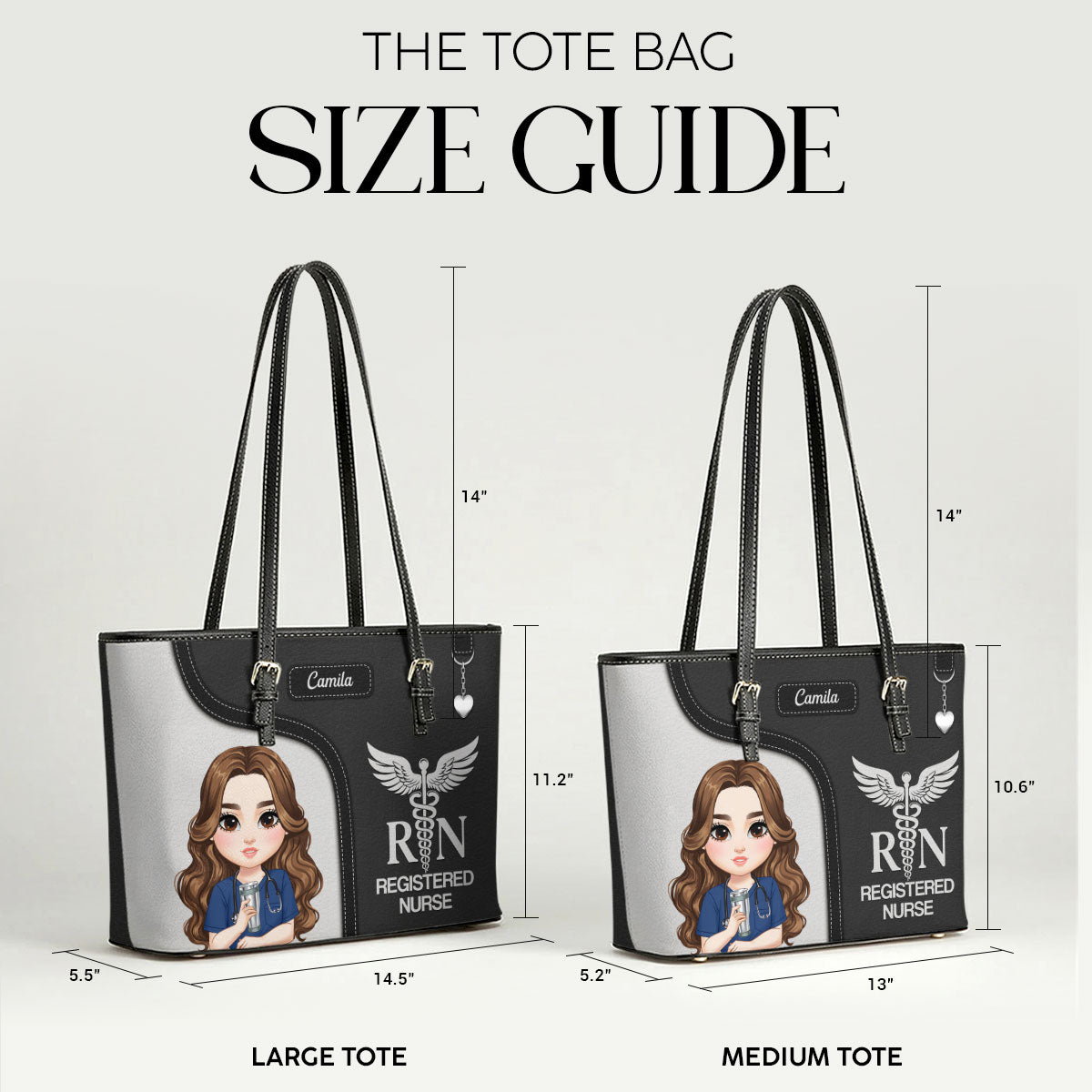 Graceful Nurse Style - Personalized Custom Nurse Leather Tote Bag