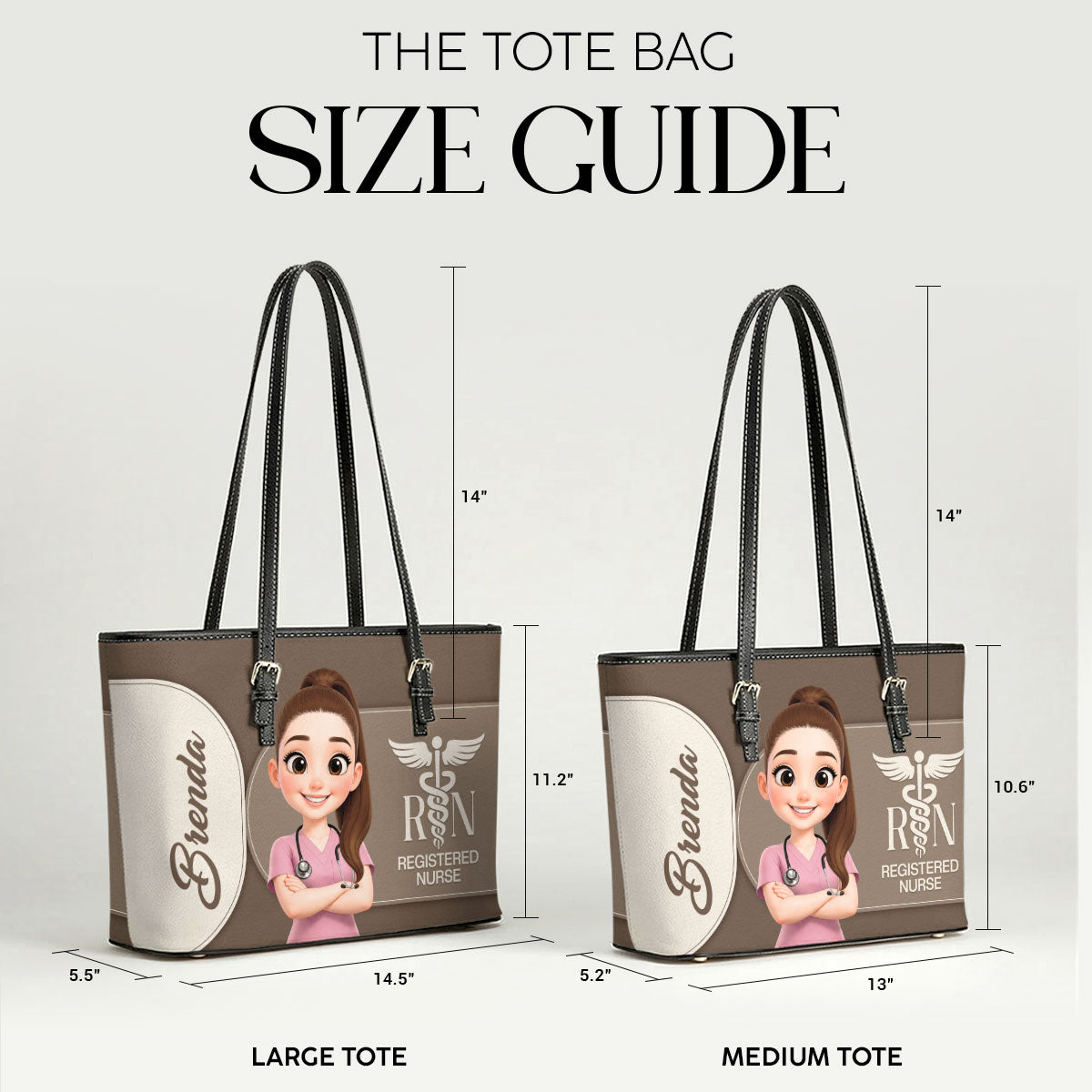 Carefully Dedicated - Personalized Custom Nurse Leather Tote Bag