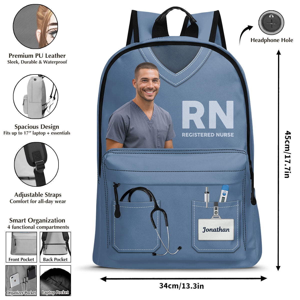 Nurse Scrubs Photo - Personalized Backpack