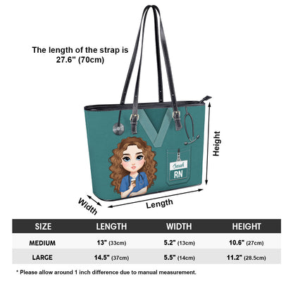 Nurse Perfect Scrub - Personalized Custom Nurse Leather Tote Bag
