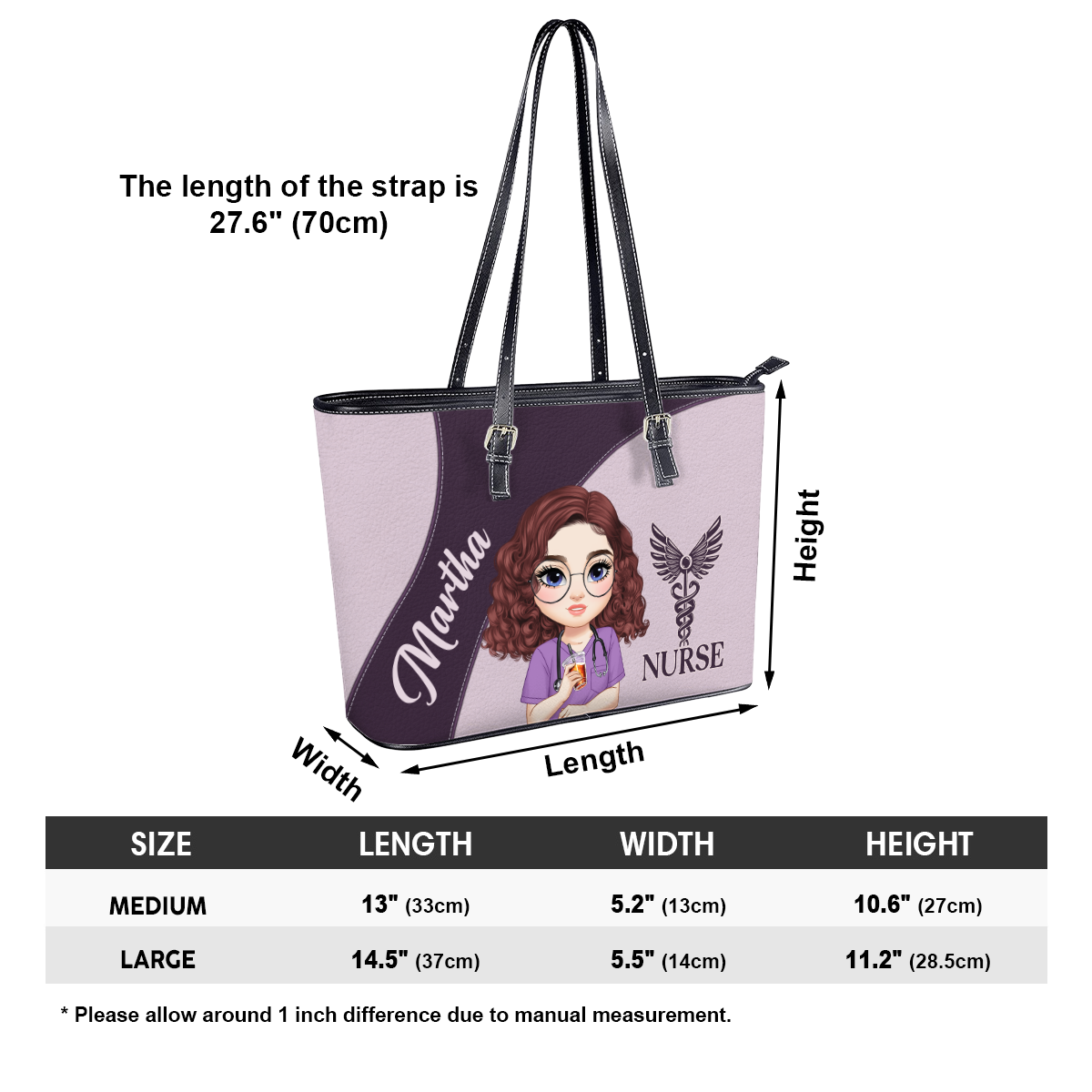 Charming Nurse - Personalized Custom Nurse Leather Tote Bag