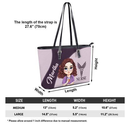 Charming Nurse - Personalized Custom Nurse Leather Tote Bag