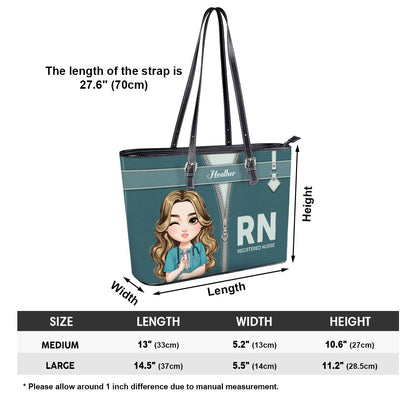 As A Nurse - Personalized Custom Nurse Leather Tote Bag