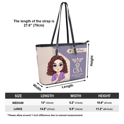 The Basic Style - Personalized Custom Nurse Leather Tote Bag