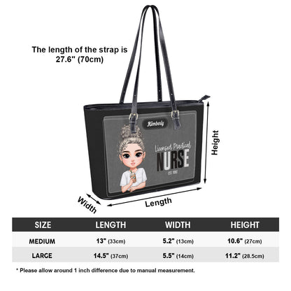 Nurse Muse - Personalized Custom Nurse Leather Tote Bag