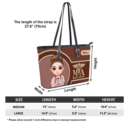 Worlds Best Nurse - Personalized Custom Nurse Leather Tote Bag