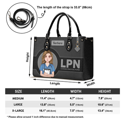 Denim Corduroy Nurse - Personalized Custom Leather Handbag