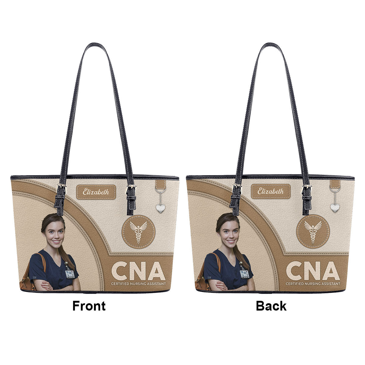 Gentle Style Nurse Photo - Personalized Custom Nurse Leather Tote Bag