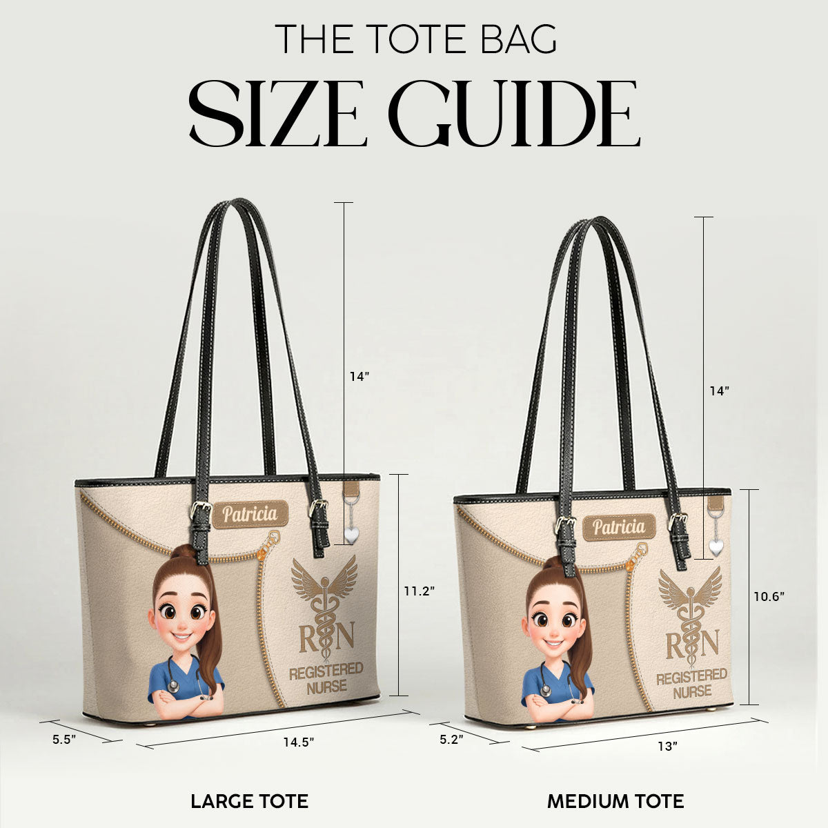 Care With Purpose - Personalized Custom Nurse Leather Tote Bag