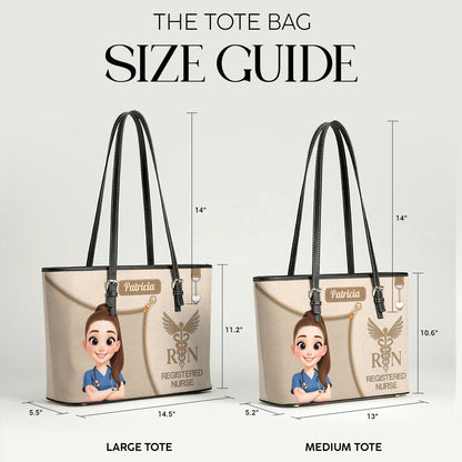 Care With Purpose - Personalized Custom Nurse Leather Tote Bag