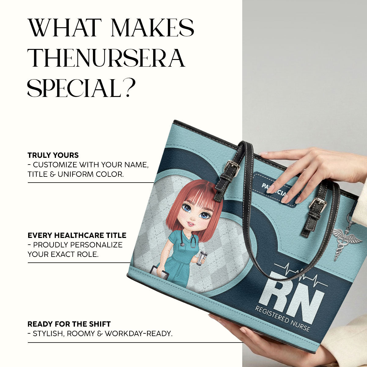 Nurse Basic Style - Personalized Custom Nurse Leather Tote Bag