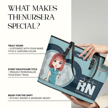 Nurse Basic Style - Personalized Custom Nurse Leather Tote Bag