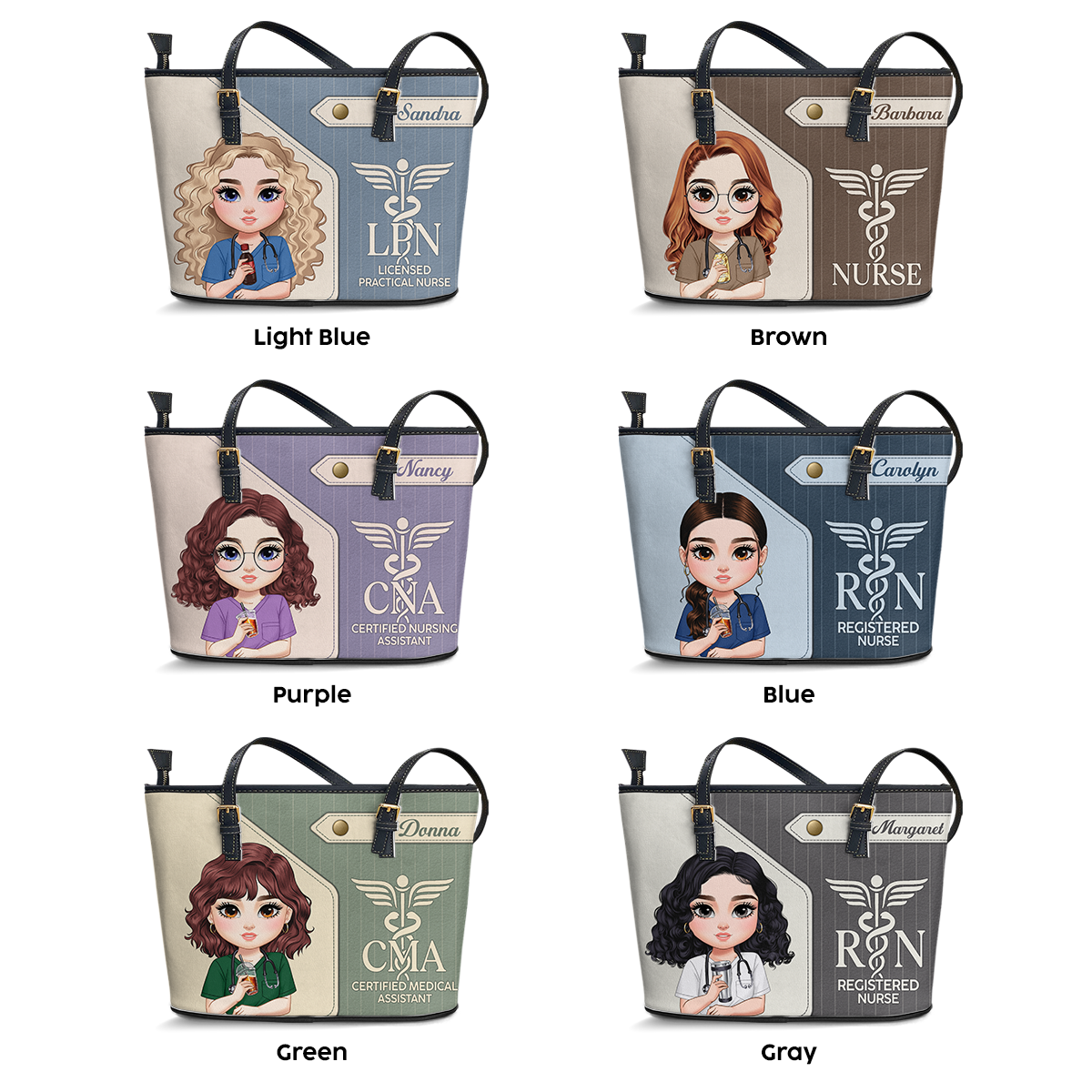 The Basic Style - Personalized Custom Nurse Leather Tote Bag