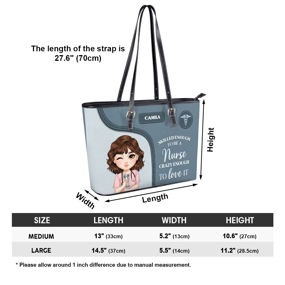 Skilled Nurse Energy - Personalized Custom Nurse Leather Tote Bag