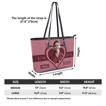 The Scrub Life Photo - Personalized Custom Nurse Leather Tote Bag