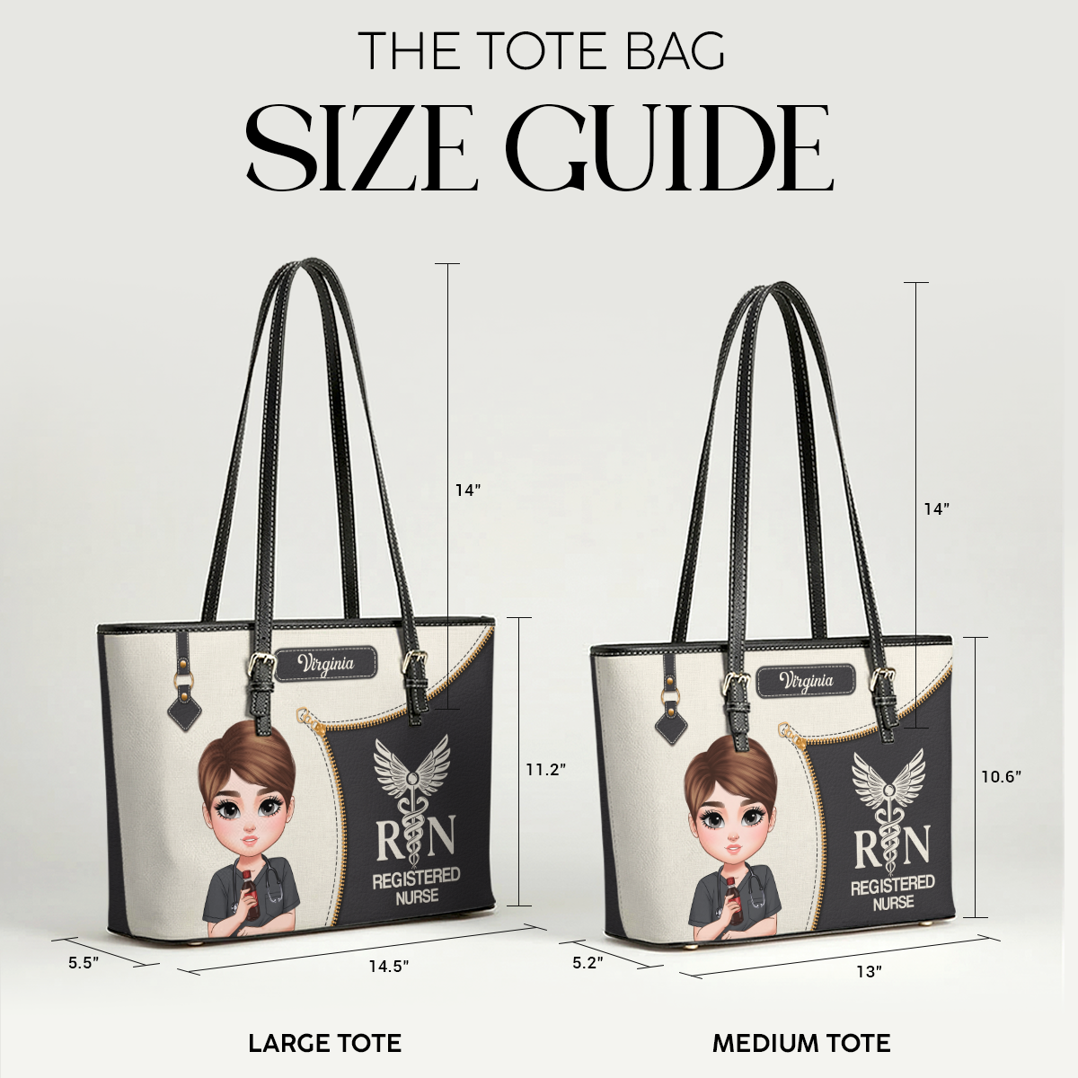 Elevated Nurse Life - Personalized Custom Nurse Leather Tote Bag