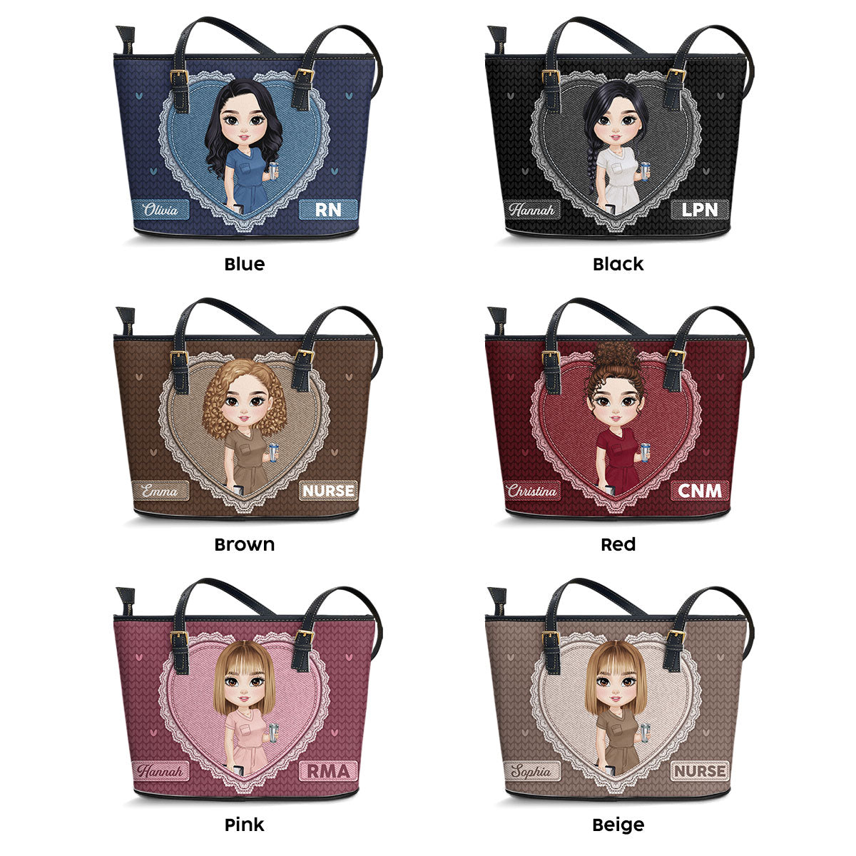 Just A Happy Nurse - Personalized Custom Nurse Leather Tote Bag