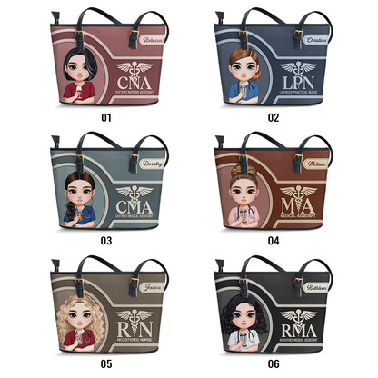 Worlds Best Nurse - Personalized Custom Nurse Leather Tote Bag