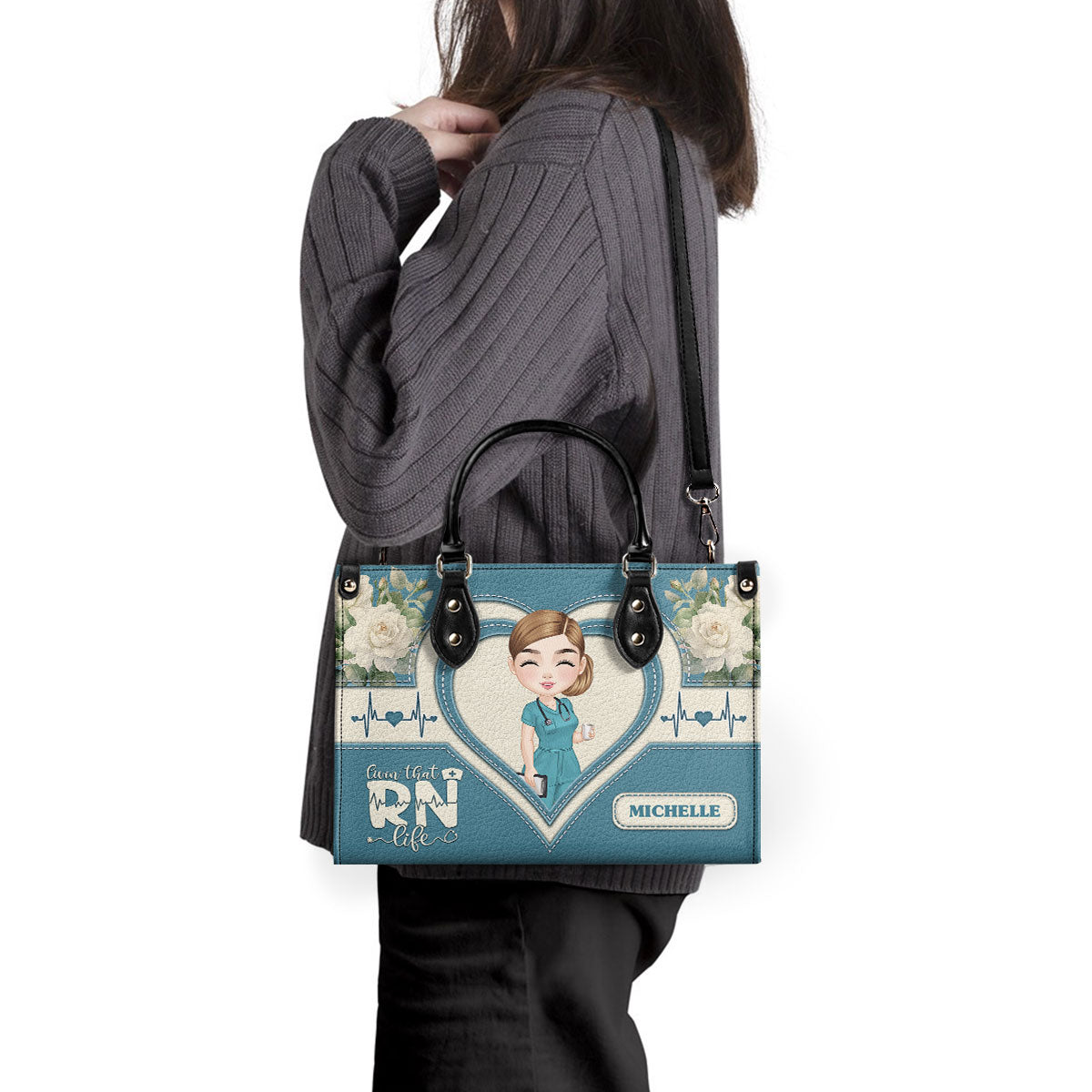 Living That Nurse Life - Personalized Custom Leather Handbag