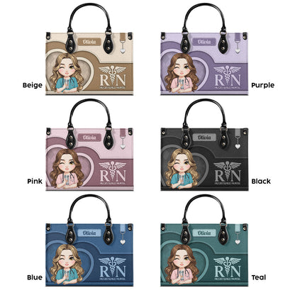 Nurse With Beautiful Heart - Personalized Custom Leather Handbag