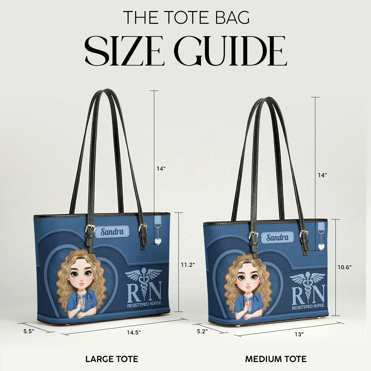 Nurse With Beautiful Heart - Personalized Custom Nurse Leather Tote Bag