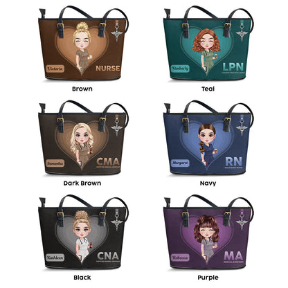 All Time Nurse - Personalized Custom Nurse Leather Tote Bag