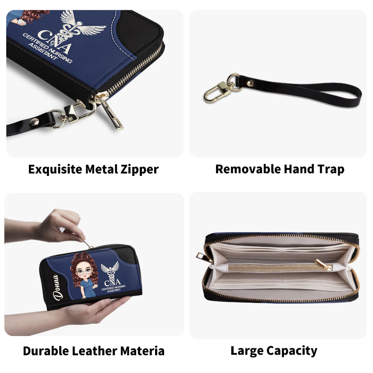 Nurse With Love - Personalized Nurse Leather Long Wallet