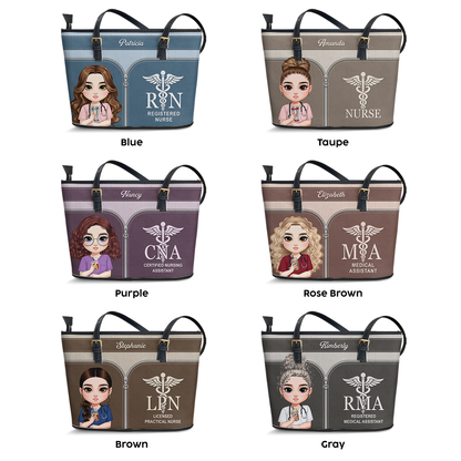 Nurse Graceful Soul - Personalized Custom Nurse Leather Tote Bag