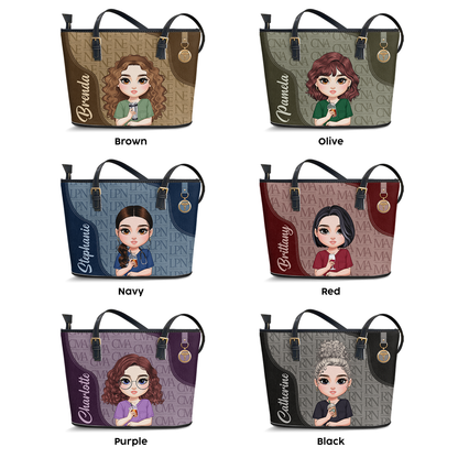 Monogram Classic Style - Personalized Custom Nurse Leather Tote Bag