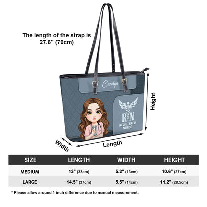 Gentle Nurse Life - Personalized Custom Nurse Leather Tote Bag
