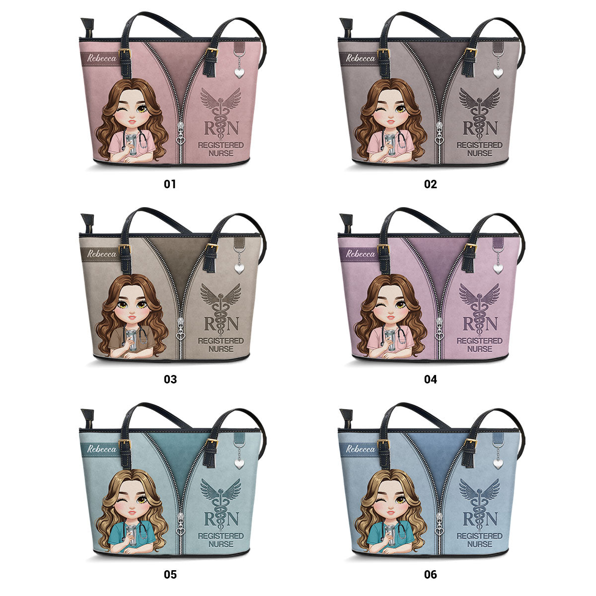 Nurse Neutral Style - Personalized Custom Nurse Leather Tote Bag