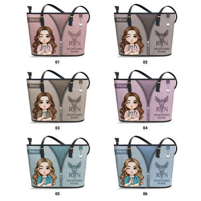 Nurse Neutral Style - Personalized Custom Nurse Leather Tote Bag
