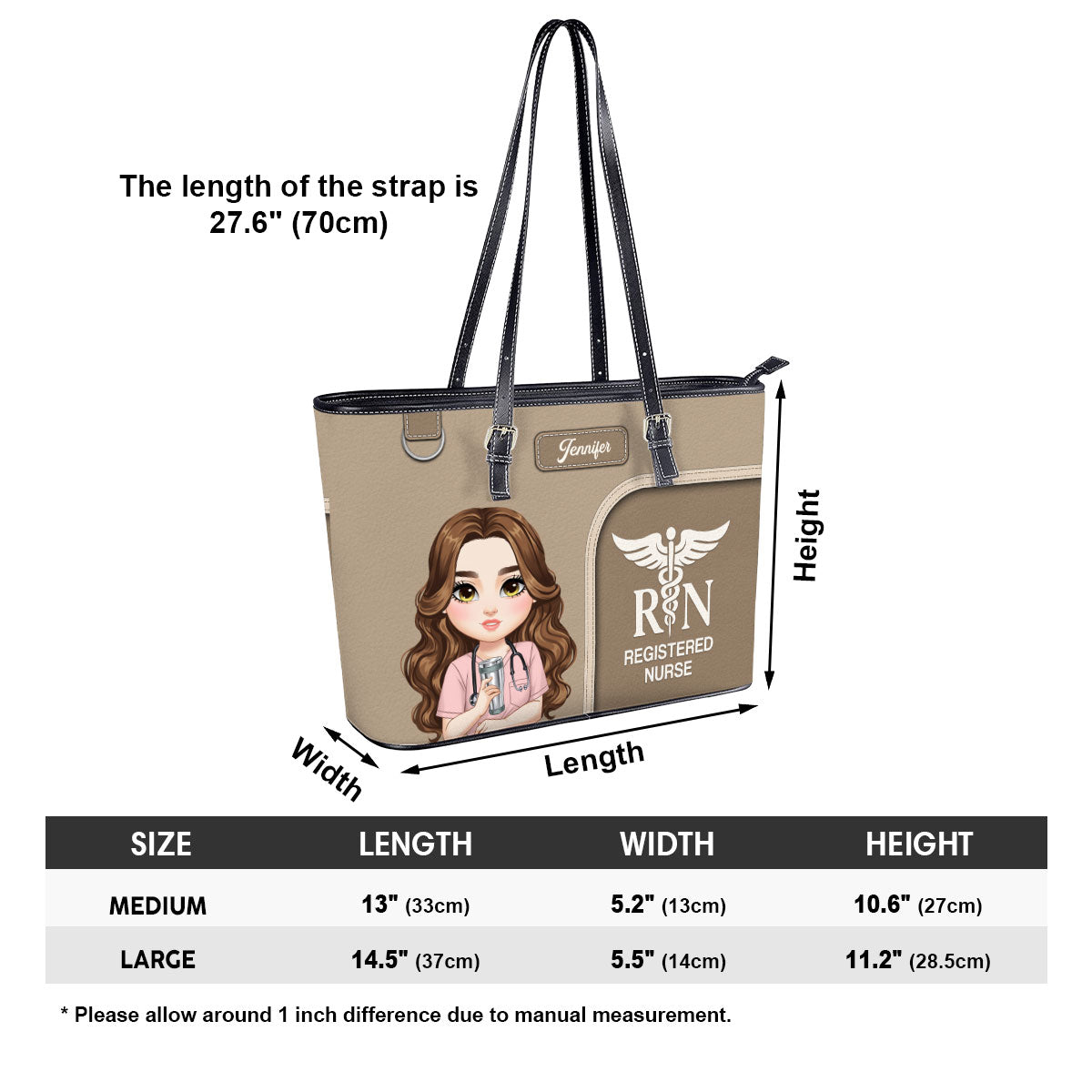 Clean Nurse Style - Personalized Custom Nurse Leather Tote Bag