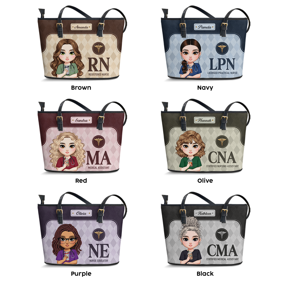 Nurse Signature Style - Personalized Custom Nurse Leather Tote Bag