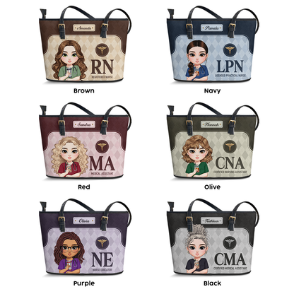 Nurse Signature Style - Personalized Custom Nurse Leather Tote Bag