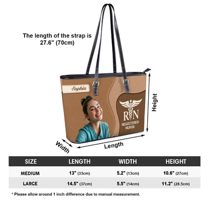 Nurse Timeless Style Photo - Personalized Custom Nurse Leather Tote Bag