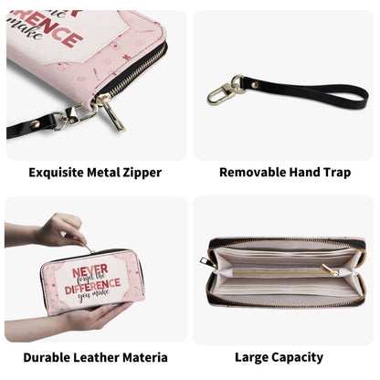 The Difference You Make - Personalized Nurse Leather Clutch Purse