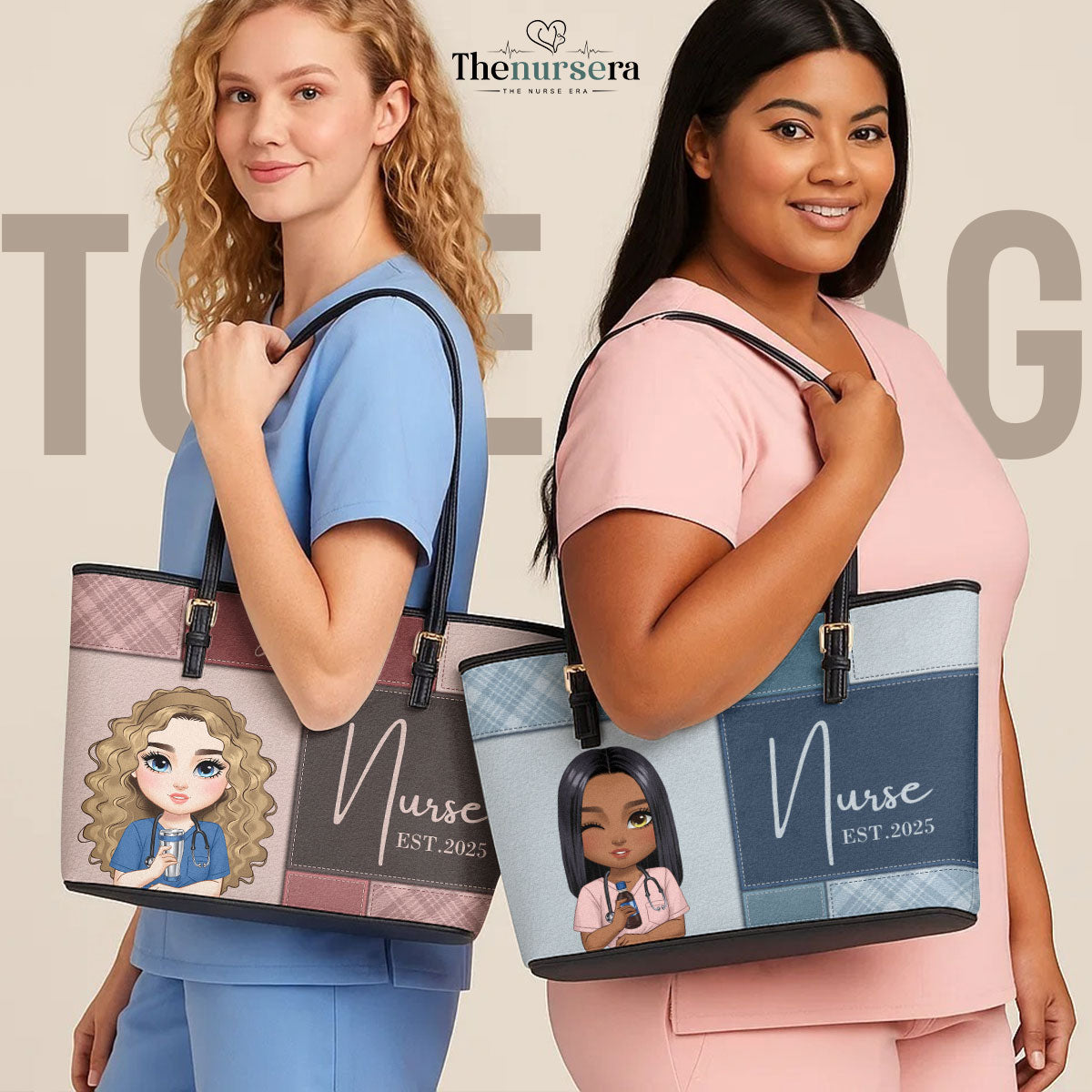 Nurse Est 2025 - Personalized Custom Nurse Leather Tote Bag