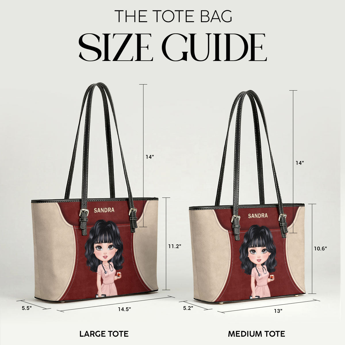 Not All Heroes - Personalized 2-Sided Custom Nurse Leather Tote Bag