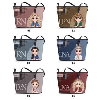 Nurse With Bright Life - Personalized Custom Nurse Leather Tote Bag