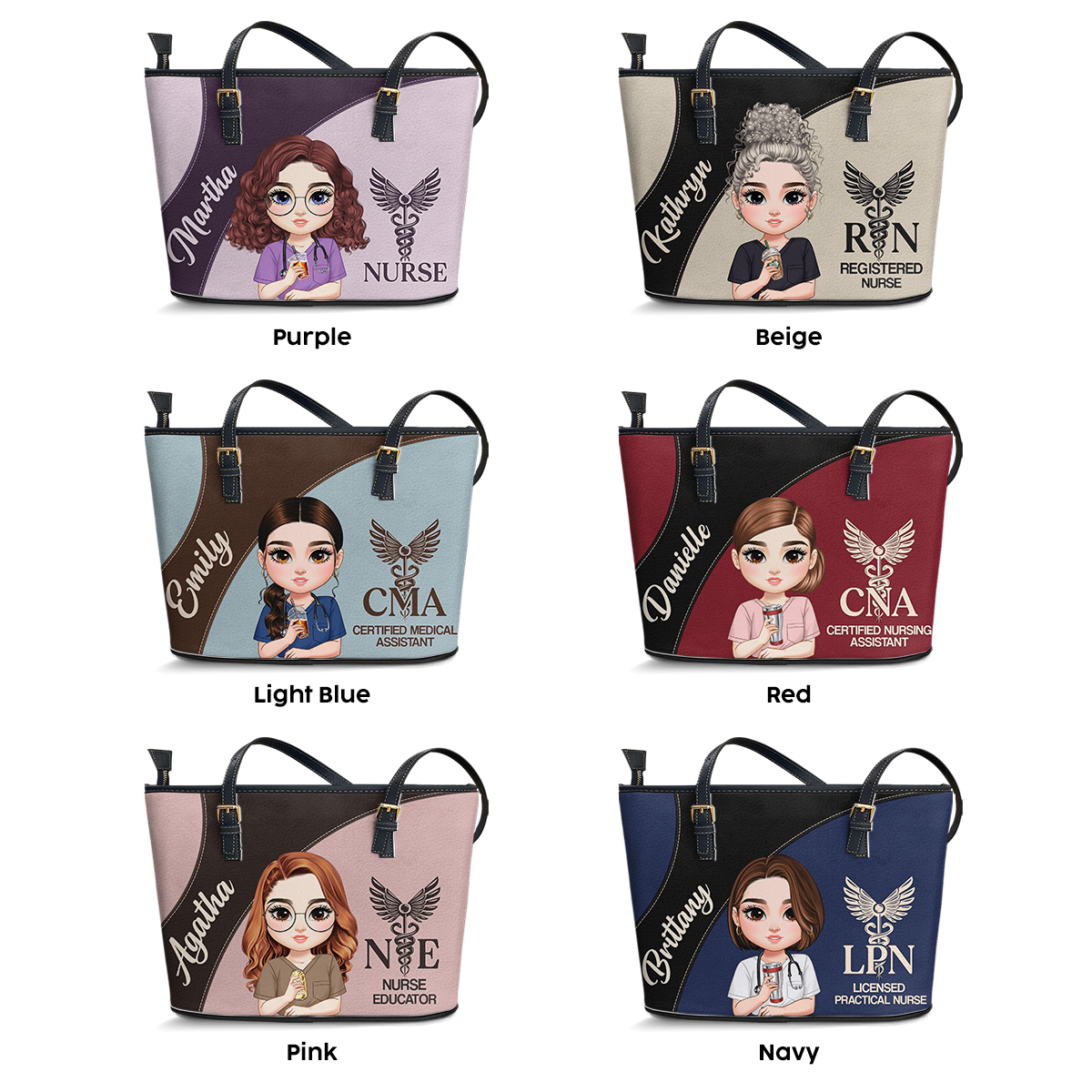Charming Nurse - Personalized Custom Nurse Leather Tote Bag