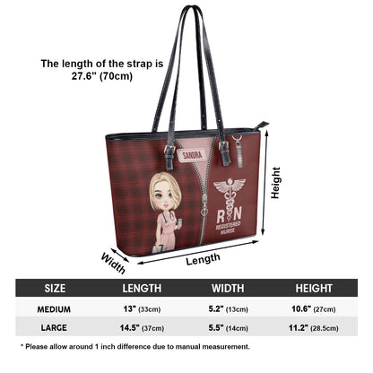 Nurse Classic Style - Personalized Custom Nurse Leather Tote Bag