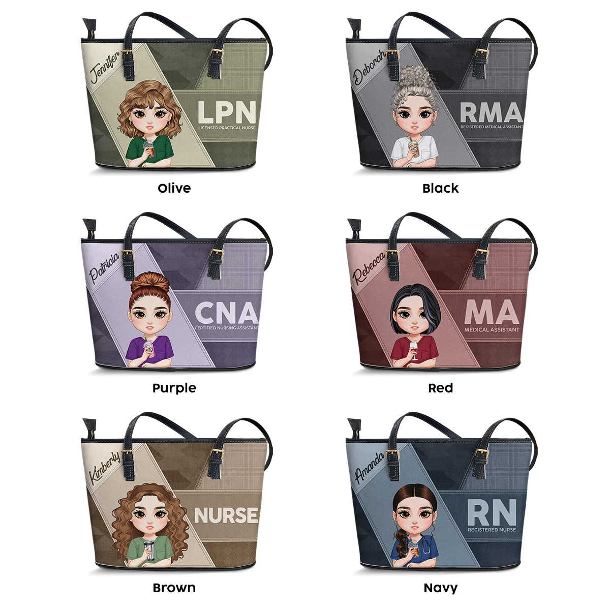 Lovely Smart Nurse - Personalized Custom Nurse Leather Tote Bag