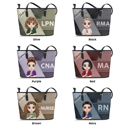 Lovely Smart Nurse - Personalized Custom Nurse Leather Tote Bag