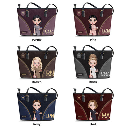 Humble Nurse - Personalized Custom Nurse Leather Tote Bag