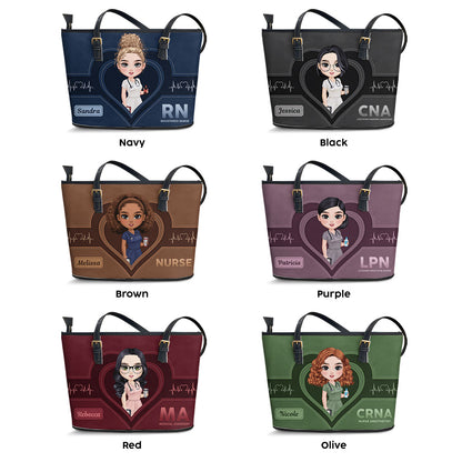 Nursing Scrub Life - Personalized Custom Nurse Leather Tote Bag