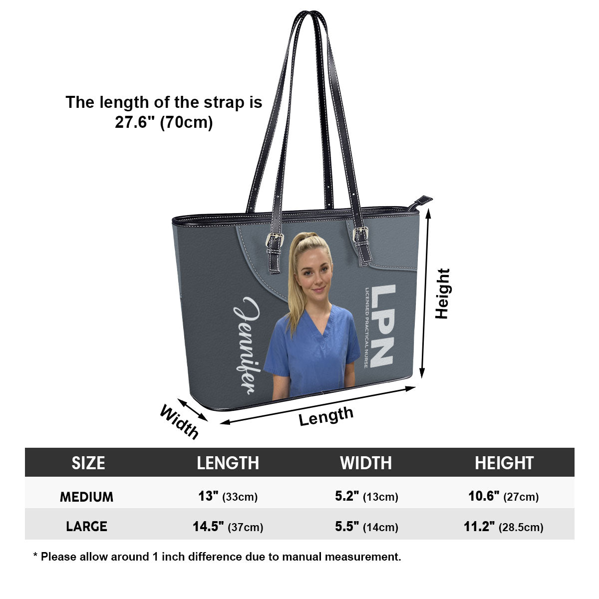 Refined Nurse Life Photo - Personalized Custom Nurse Leather Tote Bag