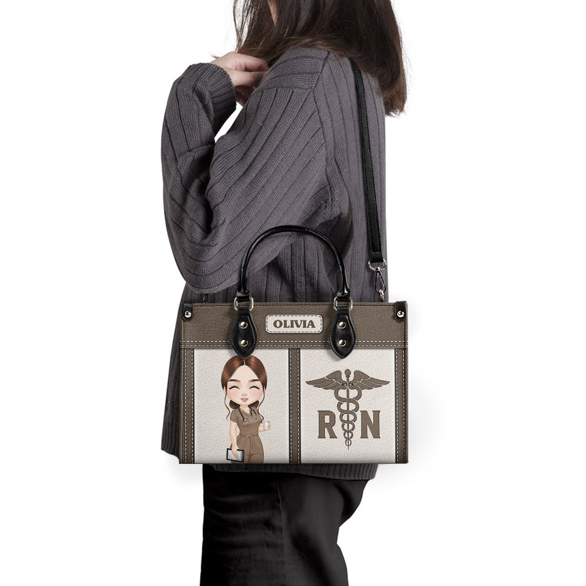 Graceful Nurse - Personalized Custom Leather Handbag