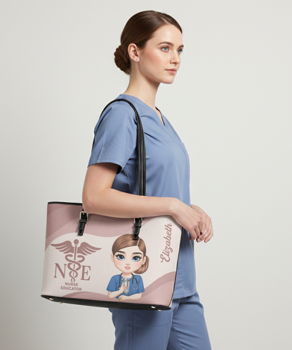 Iconic Nurse Life - Personalized Custom Nurse Leather Tote Bag